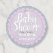 Cute Pastel Roze en Grijze Aangepaste Baby shower Bedankjes Labels (Voorkant)