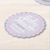 Cute Pastel Roze en Grijze Aangepaste Baby shower Kartonnen Onderzetters (Gekanteld)