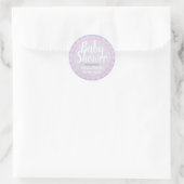 Cute Pastel Roze en Grijze Aangepaste Baby shower Ronde Sticker (Tas)