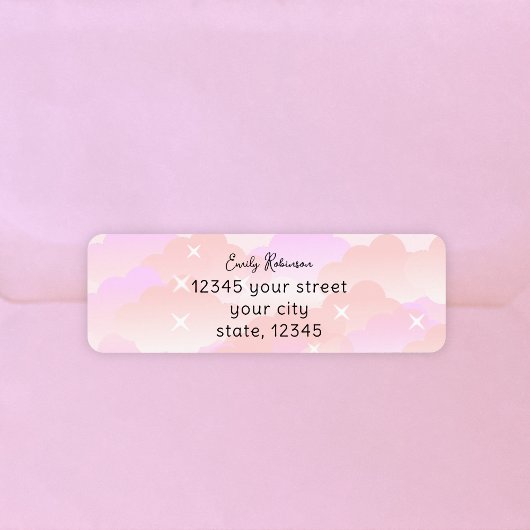 Cute Pastel Roze esthetische wolken Retouradres Etiket