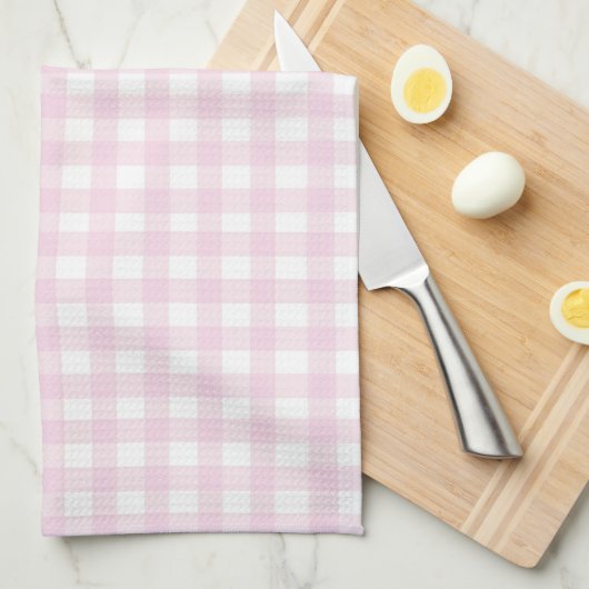 Cute Pastel Roze Gingham Theedoek (Quarter Fold)