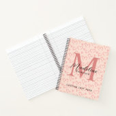 Cute Pastel Roze Hart Patroon Script Monogram Notitieboek (Binnen)