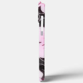 Cute Pastel Roze Hibiscus Floral Pattern on Black Case-Mate iPhone Case (Achterkant / Links)