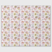 Cute Pastel Roze Kerst Ornamente Patroon Cadeaupapier (Vlak)
