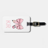 Cute Pastel Roze Mooie School Potlood Boog Bagagelabel (Voorkant horizontaal)