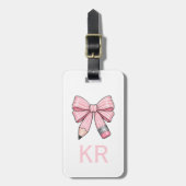 Cute Pastel Roze Mooie School Potlood Boog Bagagelabel (Voorkant verticaal)
