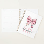 Cute Pastel Roze Mooie School Potlood Boog Planner (Display)