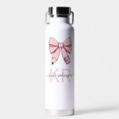 Cute Pastel Roze Mooie School Potlood Boog Waterfles (Voorkant)