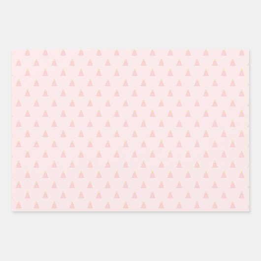 Cute Pastel Roze roze kerstbomen Pattern Inpakpapier Vel (Voorkant)