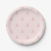 Cute Pastel Roze roze kerstbomen Pattern Papieren Bordje (Voorkant)
