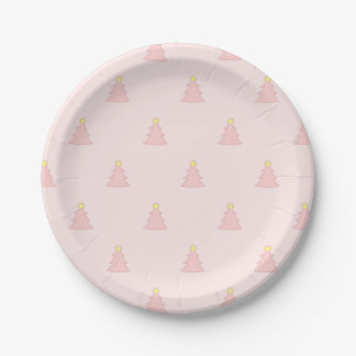 Cute Pastel Roze roze kerstbomen Pattern Papieren Bordje