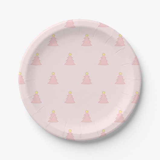 Cute Pastel Roze roze kerstbomen Pattern Papieren Bordje (Voorkant)