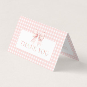 Cute pastel roze strik baby shower bedankkaartjes kaart