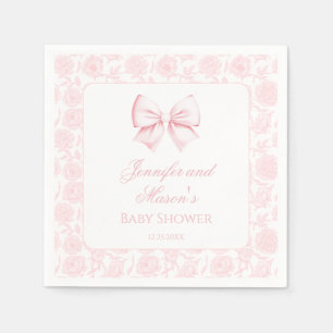 Cute pastel roze strik met bloemen boho baby girl servet