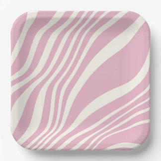 Cute Pastel Roze White Zebra Print Stripes Patroon Papieren Bordje