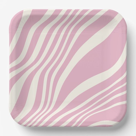 Cute Pastel Roze White Zebra Print Stripes Patroon Papieren Bordje (Voorkant)