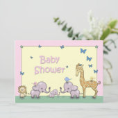 Cute Pastel Safari Animal Baby shower Invites Kaart (Staand voorkant)