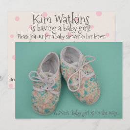 Cute pastel schoenen babymeisje doucheuitnodiging kaart