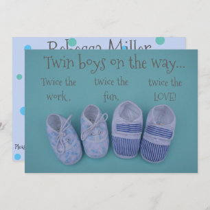 Cute pastel schoenen boy twint baby shower-uitnodi kaart