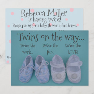 Cute pastel schoenen twint baby shower-uitnodiging kaart