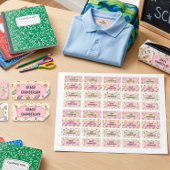 Cute Pastel School Patroon Thema Waterdicht Labels
