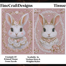 Cute Pastel Shabby Chic Bunny Pair EW8 Decoupage Tissuepapier