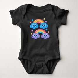Cute Pastel Shooting Stars Rainbow Illustration Romper