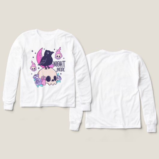 Cute Pastel Skull and Crow Longsleeve (Voorkant /achterkant)