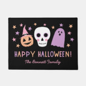 Cute Pastel Skull Happy Halloween Name Doormat Deurmat (Voorkant)