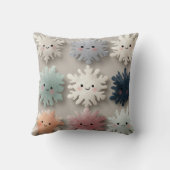 Cute Pastel Smiling Snowflake Throw Pillow Kussen (Achterkant)