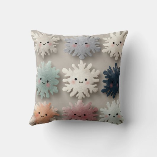 Cute Pastel Smiling Snowflake Throw Pillow Kussen (Achterkant)