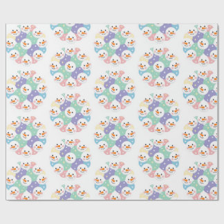 Cute Pastel Sneeuwmannen Hoofden Naadloos Cadeaupapier