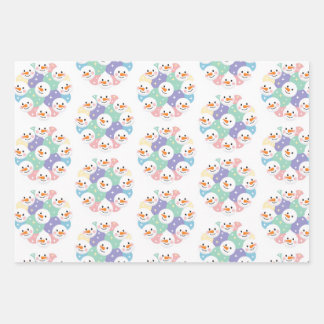 Cute Pastel Sneeuwmannen Hoofden Naadloos Inpakpapier Vel