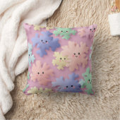 Cute Pastel Snowflake Smiles Throw Pillow Kussen (Deken)