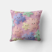 Cute Pastel Snowflake Smiles Throw Pillow Kussen (Achterkant)