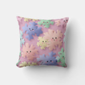 Cute Pastel Snowflake Smiles Throw Pillow Kussen (Voorkant)