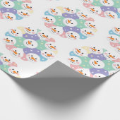 Cute Pastel Snowman Heads Seamless Cadeaupapier (Hoek)