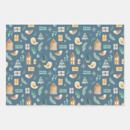 Cute Pastel Soft Scandinavian Kerstmis Inpakpapier Vel (Voorkant)