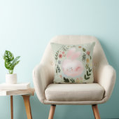 Cute Pastel Spring Bunny Floral Wreath Nursery Art Kussen (Stoel)