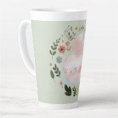 Cute Pastel Spring Bunny Floral Wreath Nursery Art Latte Mok (Linkerhoek)