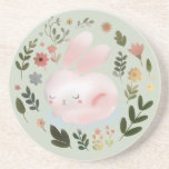 Cute Pastel Spring Bunny Floral Wreath Nursery Art Zandsteen Onderzetter<br><div class="desc">Bring a touch of sweet, whimsical nature to your space with this adorable spring bunny design. The artwork features a soft, pastel pink sleeping rabbit surrounded by a beautiful botanical wreath of blooming spring flowers and leaves. This charming watercolor-style illustration is perfect for customizing Easter gifts, baby shower invitations, nursery...</div>