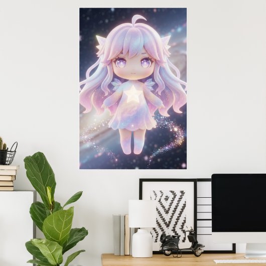 Cute Pastel Star Fairy Art Poster (Thuiskantoor)
