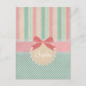 Cute Pastel Stippen & Strepen Design Briefkaart (Voorkant)