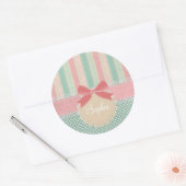 Cute Pastel Stippen & Strepen Design Ronde Sticker (Envelop)