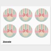 Cute Pastel Stippen & Strepen Design Ronde Sticker (Vel)