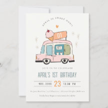Cute Pastel Sweet One Ice Cream Truck 1 Birthday