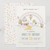 Cute Pastel Sweet One Snoep Land 1st Birthday Kaart (Voorkant / Achterkant)