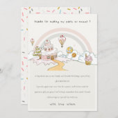 Cute Pastel Sweet Time Candy Land Kids Verjaardag Bedankkaart (Voorkant / Achterkant)