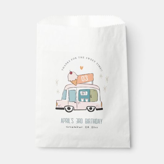 Cute Pastel Sweet Time Ice Cream Birthday Bedankzakje (Voorkant)