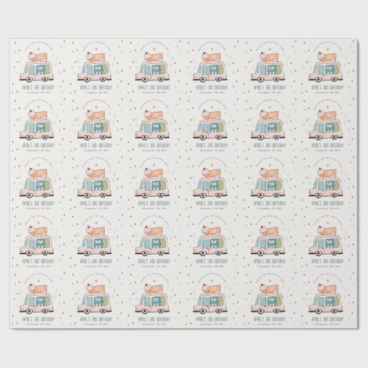 Cute Pastel Sweet Time Ice Cream Birthday Cadeaupapier (Vlak)